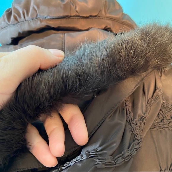 Winter dream women’s brown coloured rabbit fur‎ trimmed  coat in size 38 - Picture 5 of 9